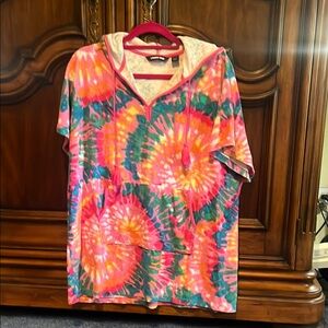 Land’s End Terry Colorful Tie-Dye Hoodie cover up
